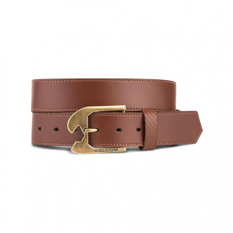 Cinturon Volcom Skully Leather Belt Marron