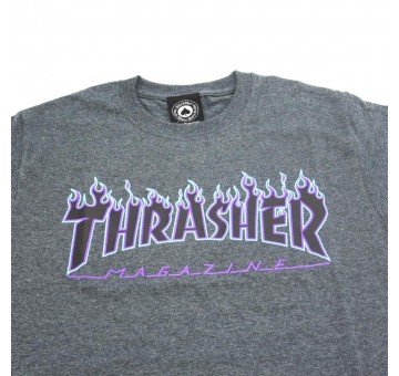 Camiseta Thrasher Flame Logo Hood Gris