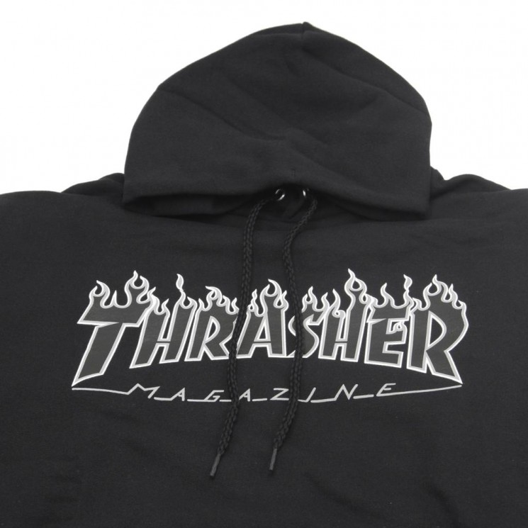 Sudadera Thrasher Flame Logo Hood Negro