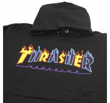 Sudadera Thrasher Double Flame Logo Hood Negra