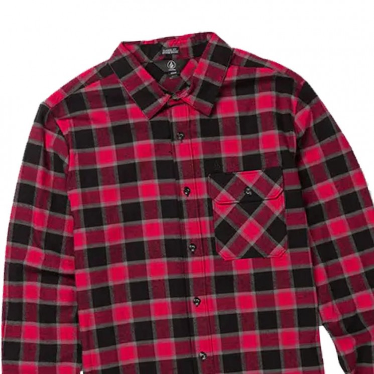 Camisa Volcom Shadows Flannel LS Negro Rojo