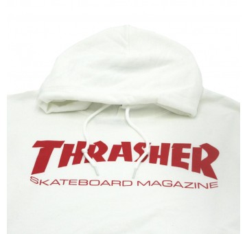 Sudadera Thrasher Skate Mag Hood Blanca Detalle