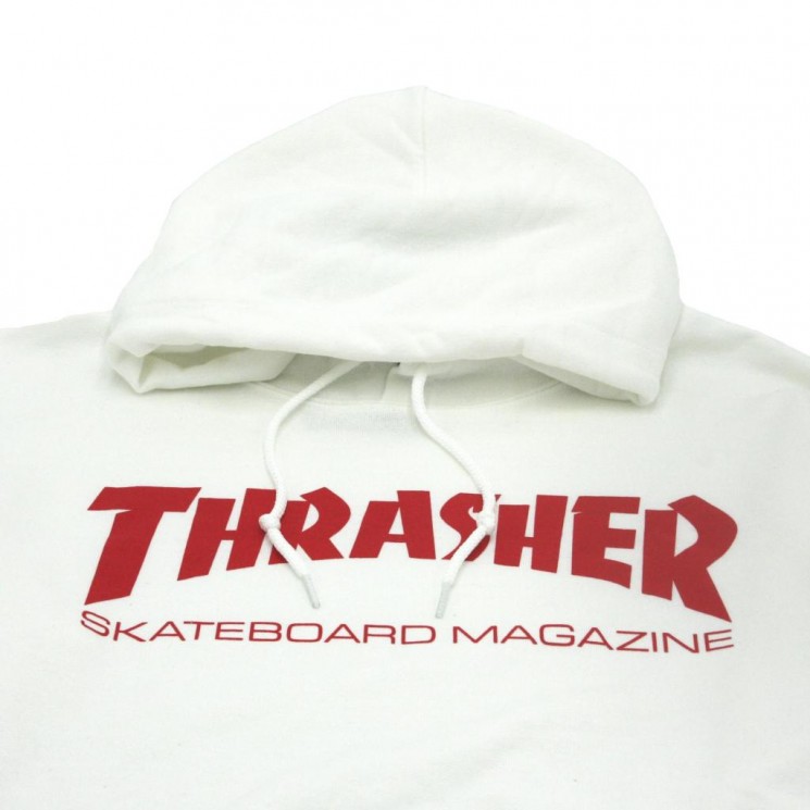 Sudadera Thrasher Skate Mag Hood Blanca Detalle