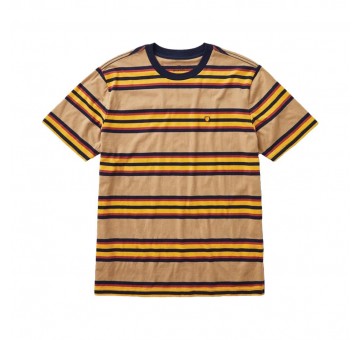 Camiseta Brixton Hilt Shield S S Knit Tan Golden Glow Navy