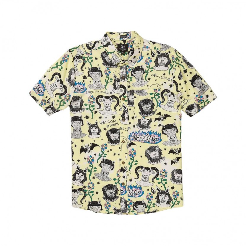 Camisa Volcom Surf Vitals Ozzy Woven Glimmer Yellow