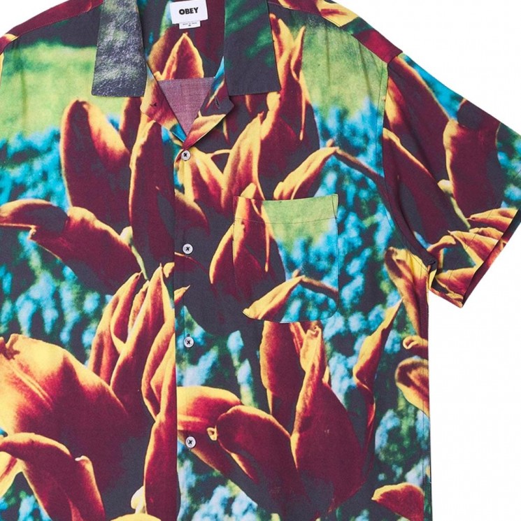 Camisa Obey Bloom Woven Shirt Orange Multi
