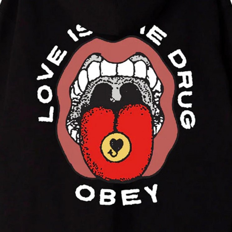 Sudadera negra con capucha LOVE IS THE DRUG Obey
