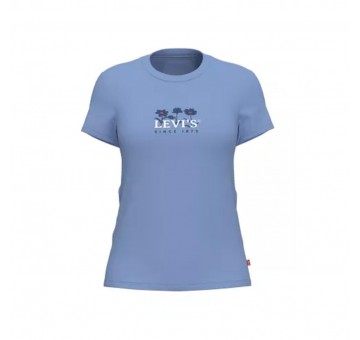 Camiseta azul manga corta THE PERFECT TEE LEVI S para mujer