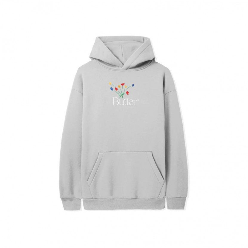 Sudadera gris con capucha BOUQUET EMBROIDERED PULLOVER HOOD de Butter Goods