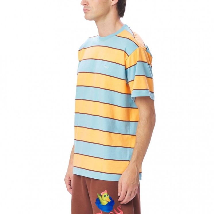 Camiseta manga corta a rayas azul y naranja RANKING TEE SS de Obey